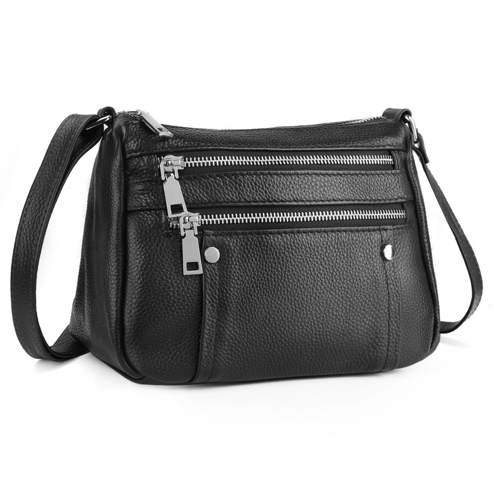 Black Genuine Leather Small Crossbody Bags Purses Pocketbooks UwU